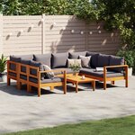 vidaXL Salon de jardin avec coussins 6 Pièces bois d'acacia solide