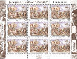 Feuille de 9 timbres - Jacques-Louis David - Lettre Verte