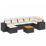 vidaXL Salon de jardin 8 Pièces avec coussins noir résine tressée
