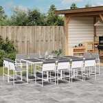 vidaXL Ensemble à manger de jardin avec coussins 13Pièces blanc textilène
