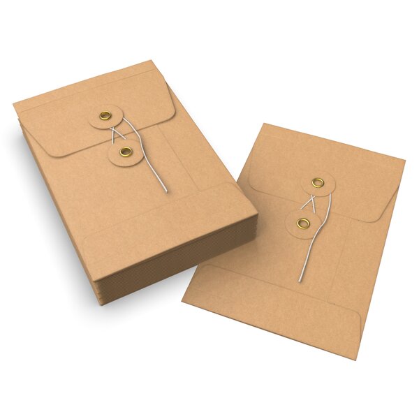 Lot de 20 enveloppes à soufflets à rondelle et ficelle manille 162x114
