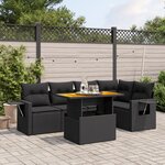 vidaXL Salon de jardin 6 Pièces avec coussins noir résine tressée