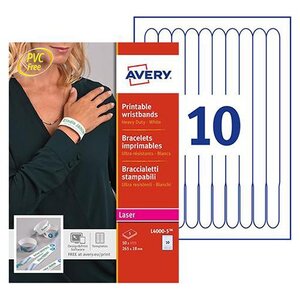 50 bracelets d'identification - 265 x 18 mm