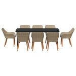 vidaXL Ensemble de Salle à Manger de Jardin 9 Pièces Beige Poly Rattan