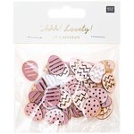48 Confettis en bois - Oeufs Pâques - Rose