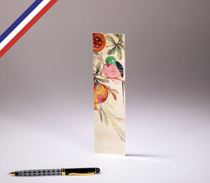 Marque-page créé et imprimé en France - Oiseau et fruits
