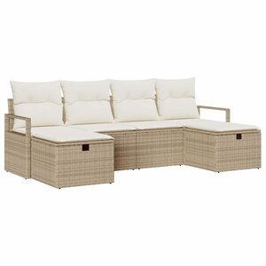 vidaXL Ensemble de Canapés avec coussin 5 Pièces polyrotin