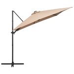 vidaXL Parasol déporté avec LED et mât en acier 250x250 cm Taupe