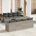 Ensemble de Canapé de Jardin 9 Pièces avec Coussins Gris Clair en Rattan Poly