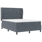 Lit sommier avec matelas vidaXL Gris foncé 160x200 cm Velours