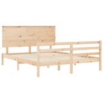 vidaXL Cadre de lit avec tête de lit king size bois massif
