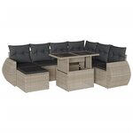 vidaXL Salon de jardin 8 Pièces avec coussins gris clair résine tressée