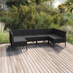 vidaXL Salon de jardin 6 Pièces avec coussins Résine tressée Noir