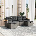 vidaXL Salon de jardin 6 Pièces avec coussins gris résine tressée