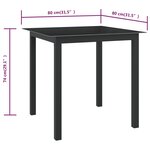 vidaXL Table de jardin Noir 80x80x74 cm Aluminium et verre