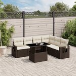 vidaXL Salon de jardin avec coussins 7 Pièces marron résine tressée
