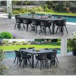 Table de Jardin coloris graphite - finition bois - ALLIBERT BY KETER modulable - 8 - 10 personnes - JULIE