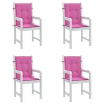 vidaXL Coussins de chaise à dossier bas lot de 4 rose tissu