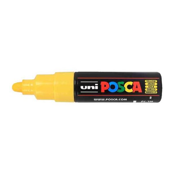 Marqueur pointe large conique PC7M J Jaune Fluo x 6 POSCA