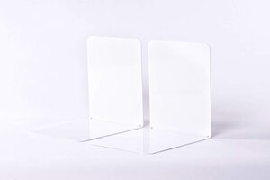 Lot de 2 Serre-livres Métal larges 14 x 12 x 14 cm Blanc MAUL