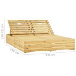 vidaXL Chaise longue double avec coussins Bois de pin imprégné