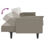 vidaXL Canapé-lit à 2 places avec deux oreillers Gris clair Velours