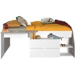Lit combiné enfant contemporain décor gris loft et blanc - 90 x 190 ou 200 cm