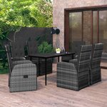 vidaXL Ensemble de salle à manger de jardin avec coussins 7 Pièces Gris