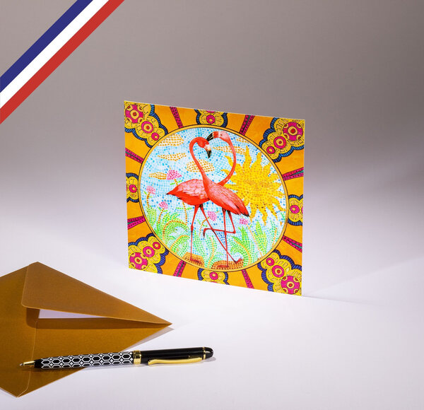 Carte simple les reine créée et imprimée en france - flamands roses