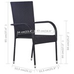 vidaXL Chaises empilables d'extérieur lot de 4 Résine tressée Noir