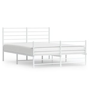 vidaXL Cadre de lit métal avec tête de lit/pied de lit blanc 135x190cm