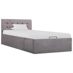 vidaXL Cadre de lit à stockage hydraulique Taupe Tissu 90x200 cm