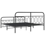 vidaXL Cadre de lit métal sans matelas avec pied de lit noir 180x200cm