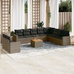 vidaXL Salon de jardin 11 Pièces avec coussins gris résine tressée