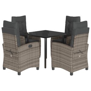 vidaXL Ensemble à manger de jardin 5 Pièces coussins gris résine tressée