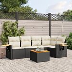 vidaXL Salon de jardin 6 Pièces avec coussins noir résine tressée