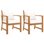 vidaXL Chaises de jardin lot de 2 et coussin crème Bois acacia massif