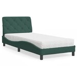 vidaXL Lit avec matelas vert foncé 90x190 cm velours