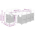 vidaXL Ensemble à manger de jardin et coussins 9 Pièces marron poly rotin