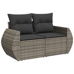 vidaXL Salon de jardin 6 Pièces avec coussins gris résine tressée
