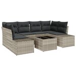 vidaXL Ensemble de canapé de jardin 7 pièces avec coussins gris clair en rotin synthétique