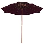 vidaXL Parasol double avec mât en bois Rouge bordeaux 270 cm