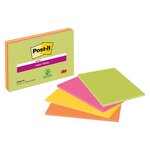 Lot de 4 Blocs Super Sticky Meeting Notes- 149 x 200 mm Orange,Jaune,Rose Vert POST-IT