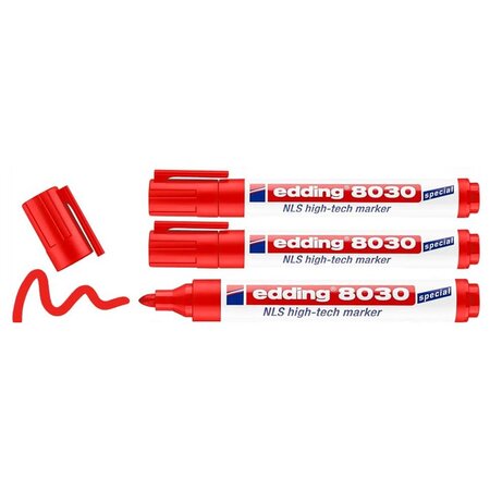 Marqueur NLS High-tech 8030 Inoxydable Rouge Pointe Ronde 1 5-3 mm x 3 EDDING