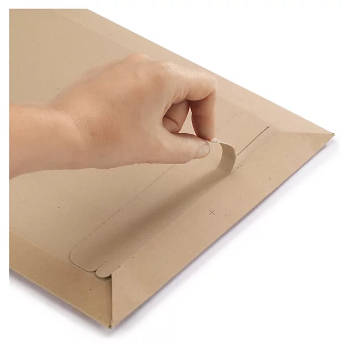 Pochette carton recyclé brune à fermeture adhésive ouverture petit côté  éco-responsable
