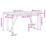 vidaXL Table à manger cadre en O 140x80x75 cm bois de pin massif fonte