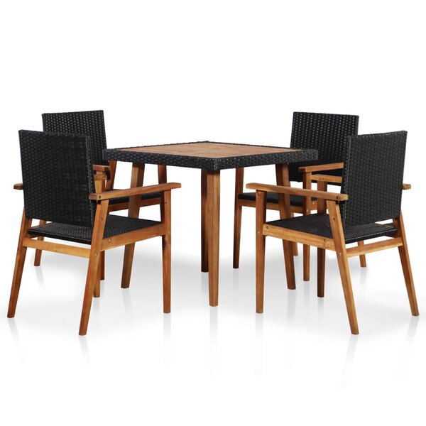 vidaXL Mobilier à dîner de jardin 5 Pièces Résine tressée Noir et marron