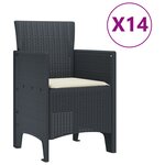 Ensemble de salle à manger jardin 15 pièces avec coussins Anthracite Poly Rattan