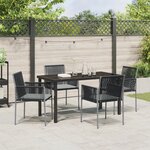 vidaXL Ensemble de Dîner de Jardin 5 Pièces avec Coussins Noirs en Poly Rattan