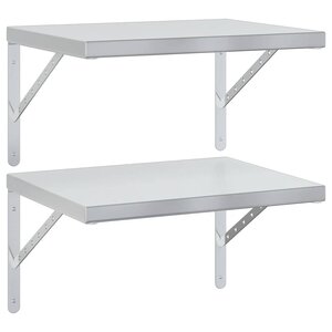 vidaXL Étagères murales 2 Pièces 50x40 cm argenté acier inoxydable